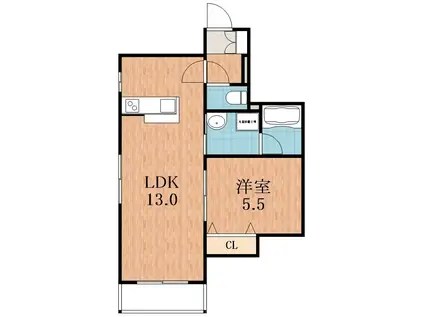 シャンヴェール(1LDK/2階)の間取り写真