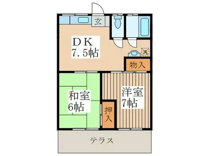 栄進ハイツ(2DK/1階)の間取り写真