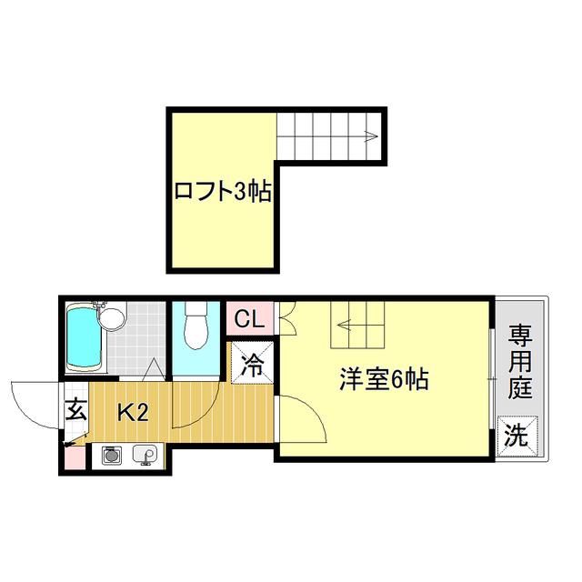 オクトスクエア(1K/1階)の間取り写真