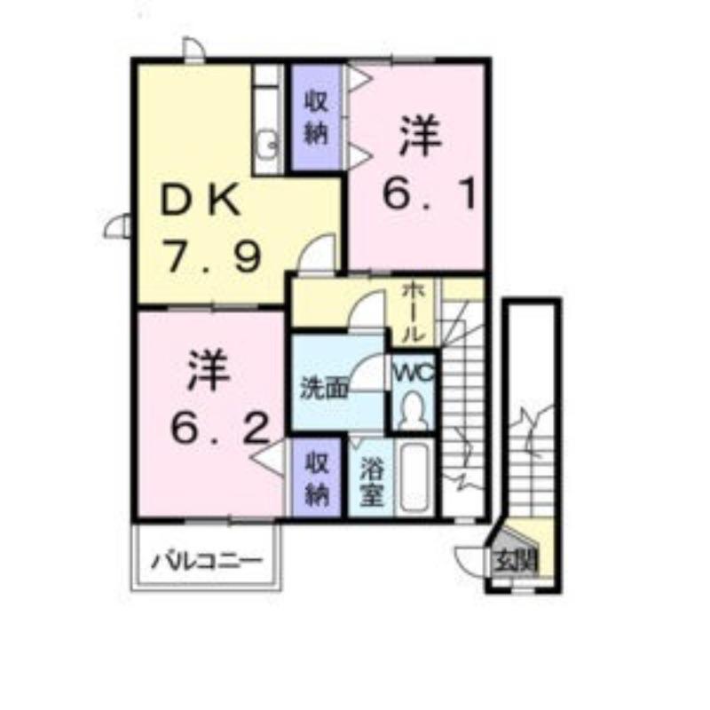 プロムナード(2DK/2階)の間取り写真