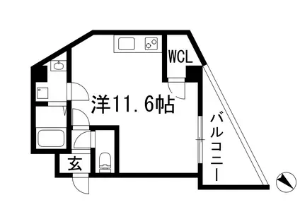 エレガンテ宝塚(ワンルーム/2階)の間取り写真