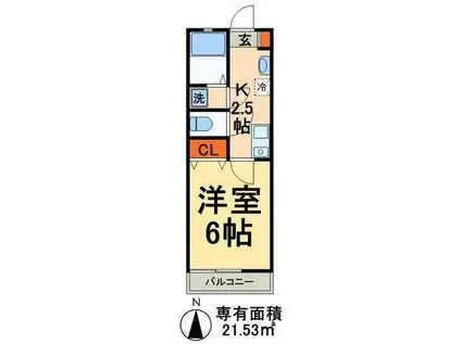 アーバングレース壱番館(1K/1階)の間取り写真