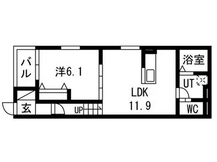リヴェール神郷(1LDK/2階)の間取り写真