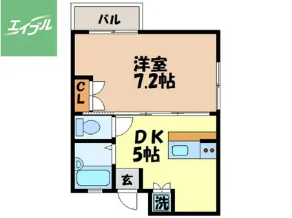 COCO花丘(1DK/2階)の間取り写真