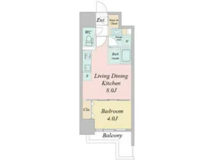 クロスレジデンス阿波座(1LDK/13階)の間取り写真