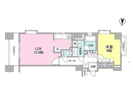 プロスペクト・グラーサ広尾(1LDK/12階)の間取り写真
