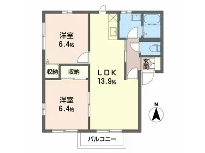 パークハイツ若宮(2LDK/2階)の間取り写真
