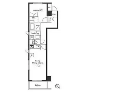 プライマル小石川(1LDK/4階)の間取り写真
