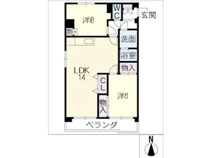 ウィル小幡(2LDK/2階)の間取り写真