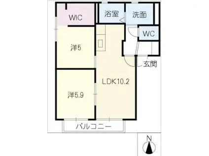 SUGARGARDENA棟(2LDK/1階)の間取り写真