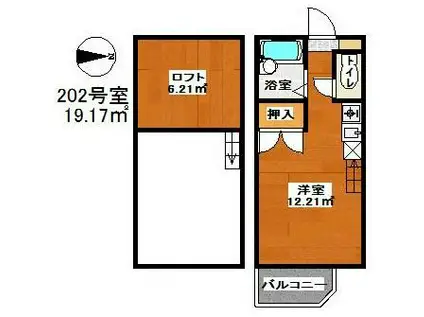 マキシム空港前III(ワンルーム/2階)の間取り写真