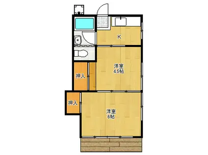 峯村荘(2K/1階)の間取り写真