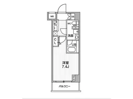 ジェノヴィア阪東橋スカイガーデン(1K/4階)の間取り写真