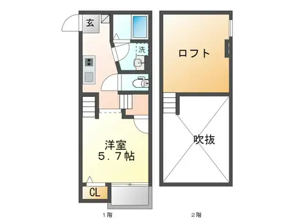 GRAZ名古屋駅北 (1K/1階)の間取り写真