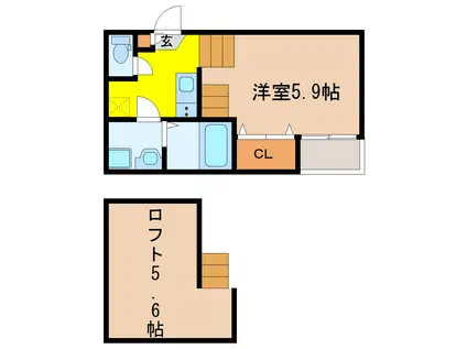 JACK河原町(1K/1階)の間取り写真