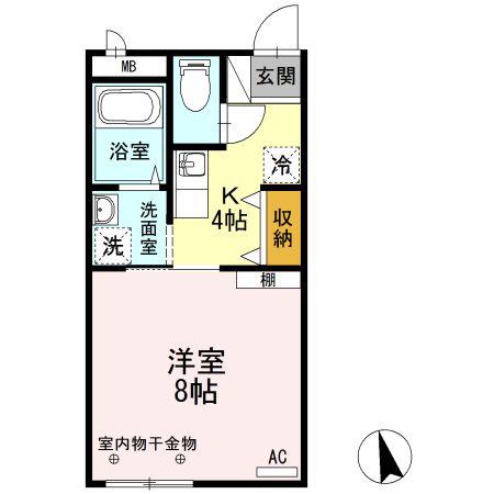 プリシェール高松 A棟(1K/2階)の間取り写真