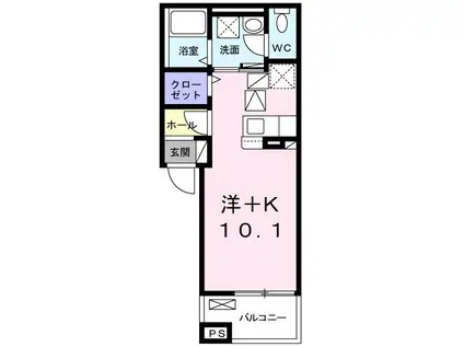 ラ・セゾン・フェリーチェ(1K/1階)の間取り写真