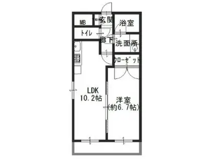 ゼンラフォーレ玉造(1LDK/4階)の間取り写真
