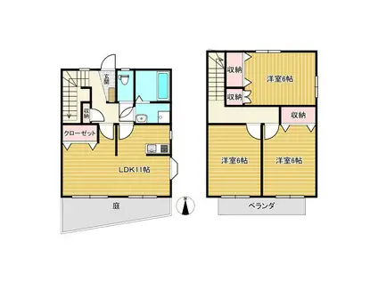 メゾン中楯F棟(3LDK/1階)の間取り写真