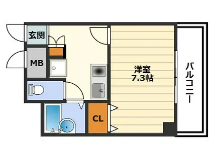 フェニックスコート天満橋(1K/6階)の間取り写真