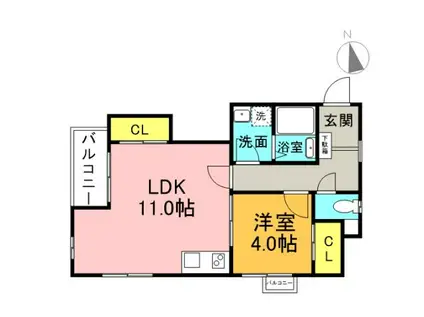 ココメゾン(1LDK/2階)の間取り写真