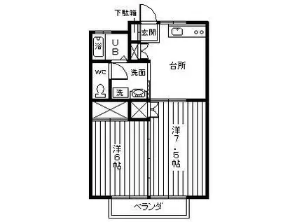 パレス富士(2DK/1階)の間取り写真