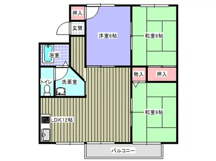 エヴァグリーンB(3LDK/1階)の間取り写真