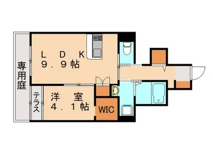 ユートピア博多(1LDK/1階)の間取り写真