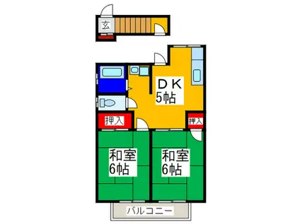セジュールイワネ(2DK/2階)の間取り写真