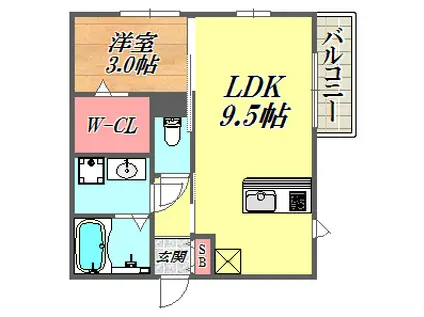 クレールコート(1LDK/2階)の間取り写真