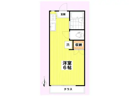 ベルハウス南台(ワンルーム/1階)の間取り写真