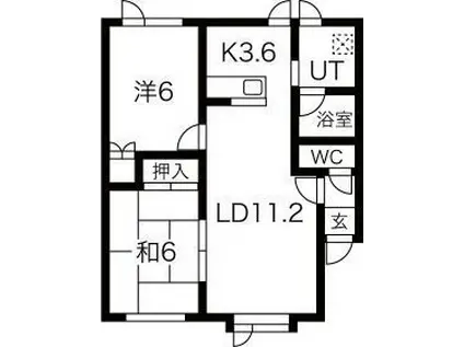 アステル西野III(2LDK/1階)の間取り写真