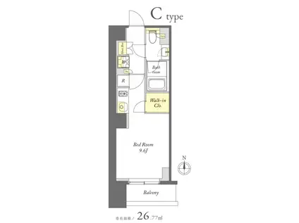 プライムメゾン日本橋馬喰町(ワンルーム/7階)の間取り写真