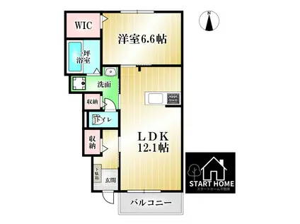 ノルデン B(1LDK/1階)の間取り写真