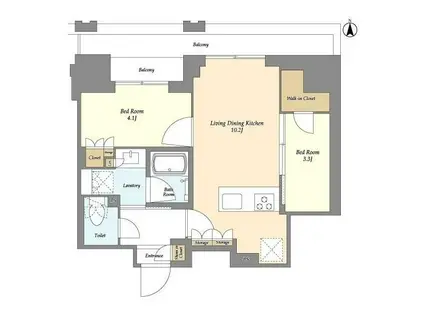 ドゥーエ府中I(2LDK/2階)の間取り写真