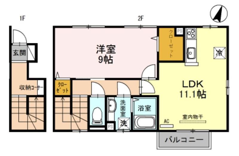 PLACIDO B(1LDK/1階)の間取り写真