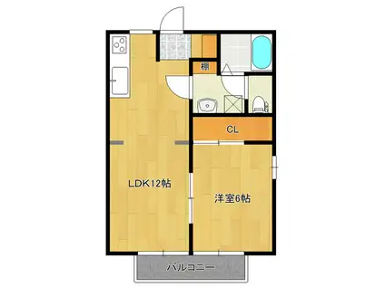 ルミエール吾妻(1LDK/1階)の間取り写真