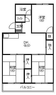 寿マンションC(3DK/3階)の間取り写真
