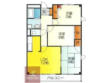 グレースコスギ(3LDK/4階)の間取り写真