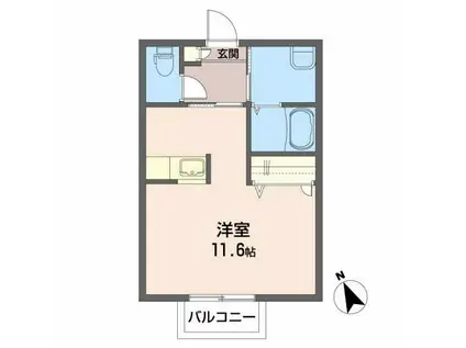 ラ・テラザ北仙台(ワンルーム/2階)の間取り写真