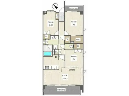 リーフィアレジデンス世田谷砧(3LDK/2階)の間取り写真