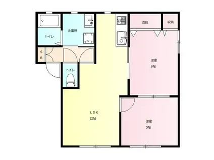 パーシモン(2LDK/1階)の間取り写真