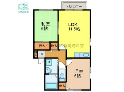 セジュールMATSUO(2LDK/2階)の間取り写真