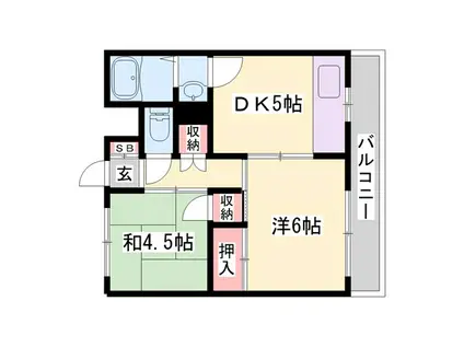 歌野マンション(2DK/1階)の間取り写真