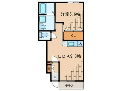 クロバーハイツA棟(1LDK/1階)の間取り写真