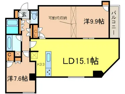 MFPR目黒タワー(2LDK/8階)の間取り写真