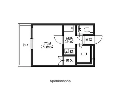 プティ・モンターニュ(1K/2階)の間取り写真
