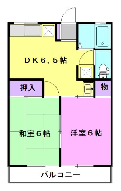 リバティハイム(2DK/1階)の間取り写真