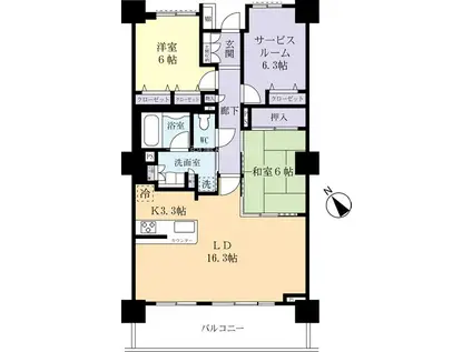 ライオンズタワーみどりのスタイリーナ2303(2SLDK/23階)の間取り写真
