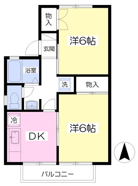 コーポ・クレアールB(2K/2階)の間取り写真